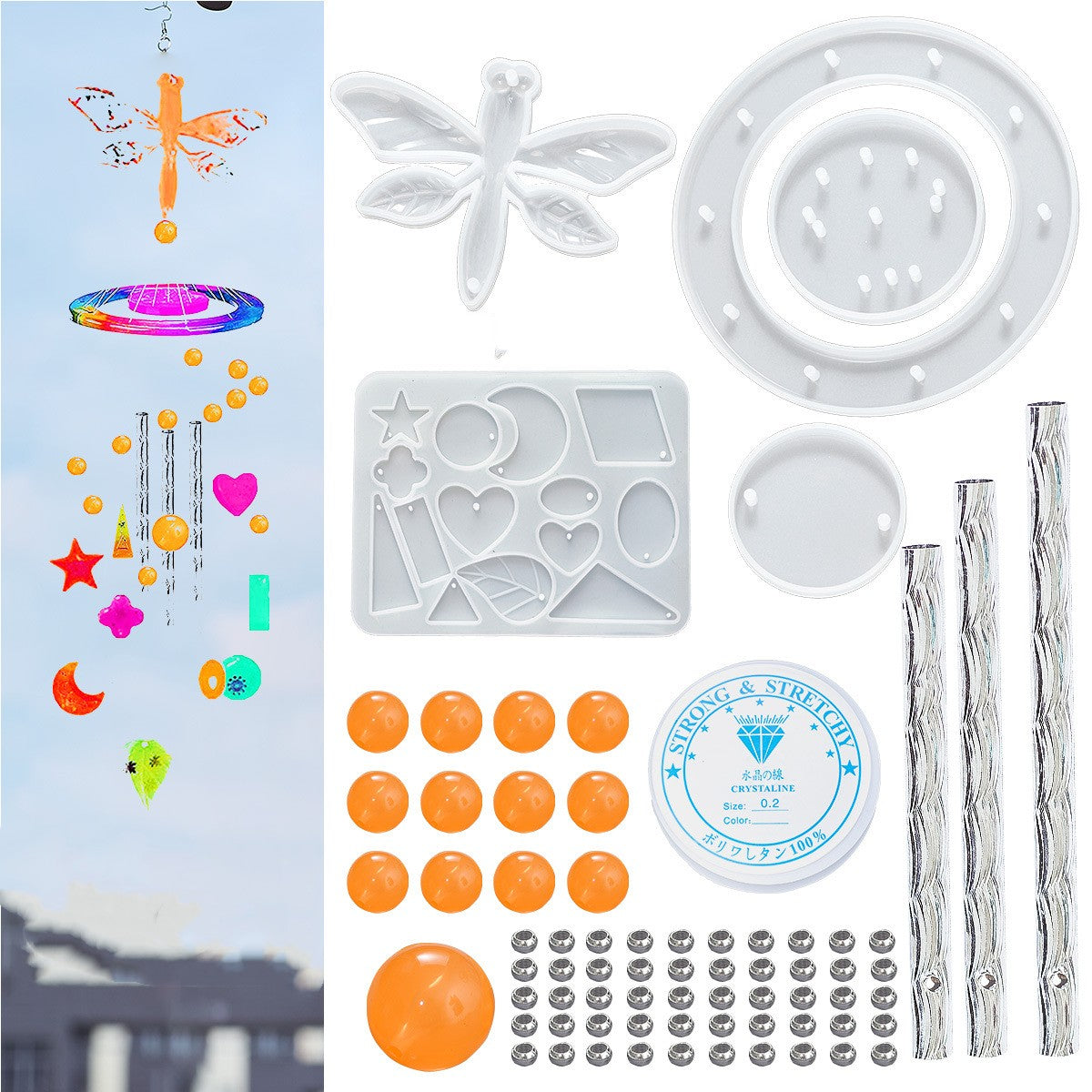Sun Moon Stars Handmade Butterfly Wind Chimes Material Pack Pendant