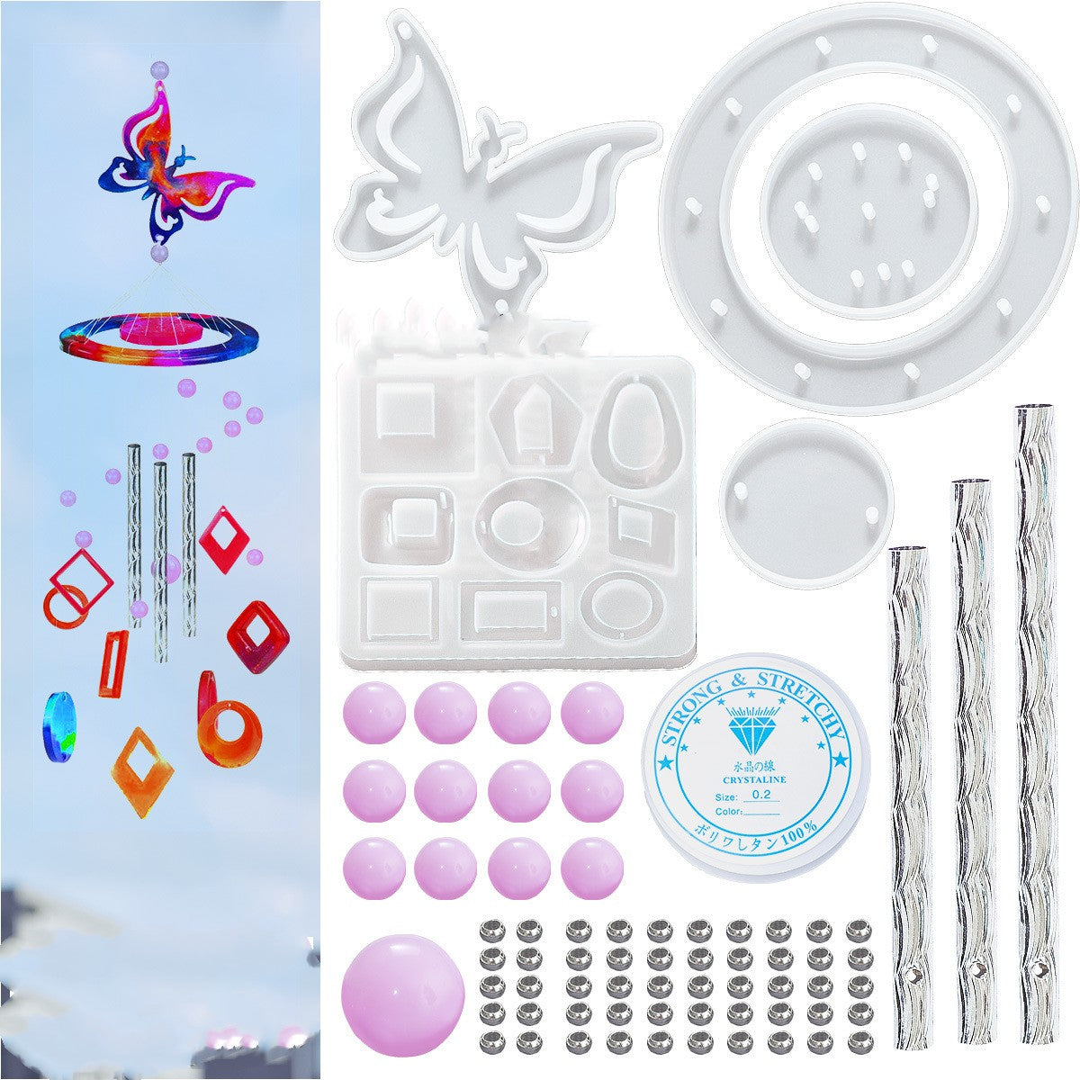 Sun Moon Stars Handmade Butterfly Wind Chimes Material Pack Pendant