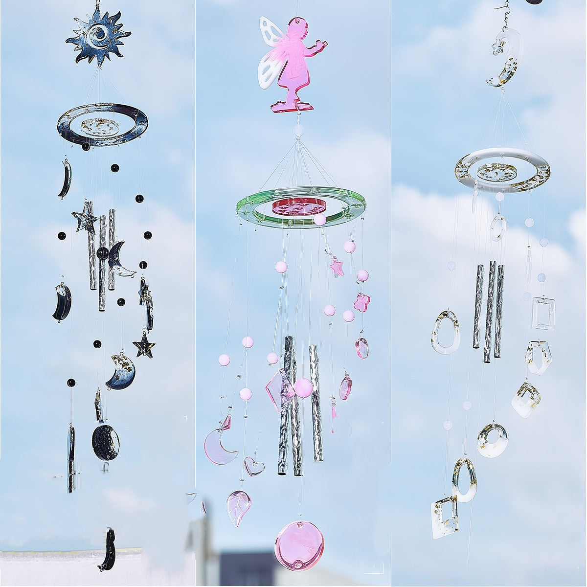 Sun Moon Stars Handmade Butterfly Wind Chimes Material Pack Pendant