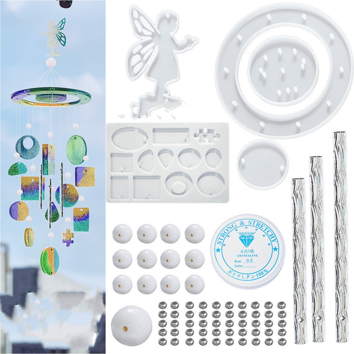Sun Moon Stars Handmade Butterfly Wind Chimes Material Pack Pendant