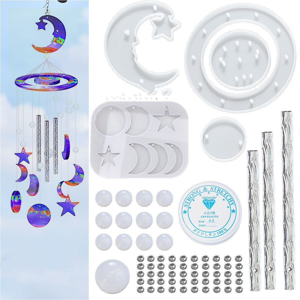 Sun Moon Stars Handmade Butterfly Wind Chimes Material Pack Pendant